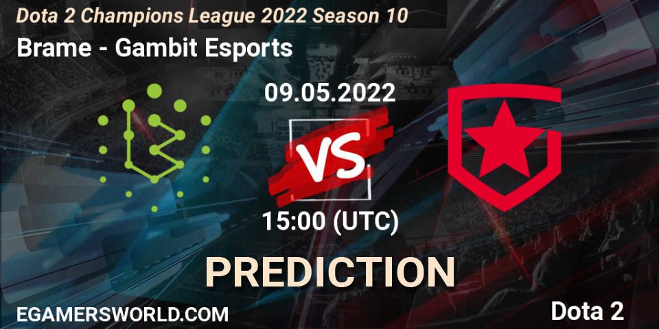 Brame - Gambit Esports: прогноз. 09.05.2022 at 15:11, Dota 2, Dota 2 Champions League 2022 Season 10 
