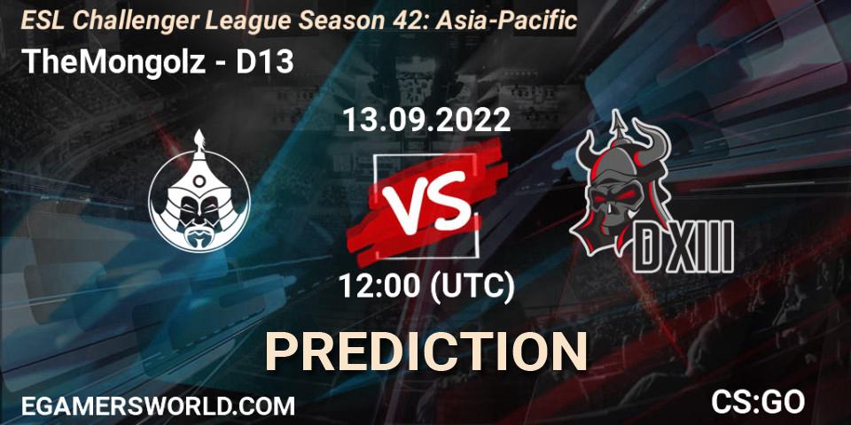 TheMongolz - D13: прогноз. 13.09.22, CS2 (CS:GO), ESL Challenger League Season 42: Asia-Pacific
