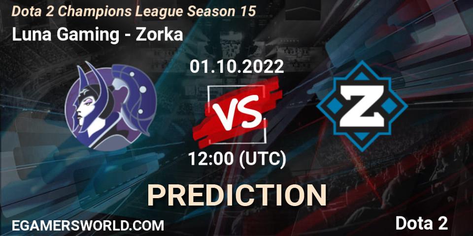 Luna Gaming - Zorka: прогноз. 01.10.2022 at 10:23, Dota 2, Dota 2 Champions League Season 15