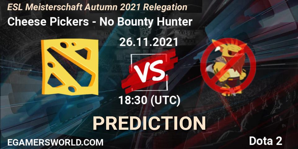 Cheese Pickers - No Bounty Hunter: прогноз. 26.11.2021 at 18:30, Dota 2, ESL Meisterschaft Autumn 2021 Relegation
