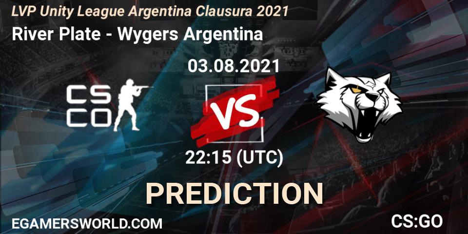 River Plate - Wygers Argentina: прогноз. 03.08.21, CS2 (CS:GO), LVP Unity League Argentina Clausura 2021