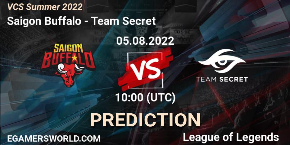 Saigon Buffalo - Team Secret: прогноз. 05.08.2022 at 10:00, LoL, VCS Summer 2022