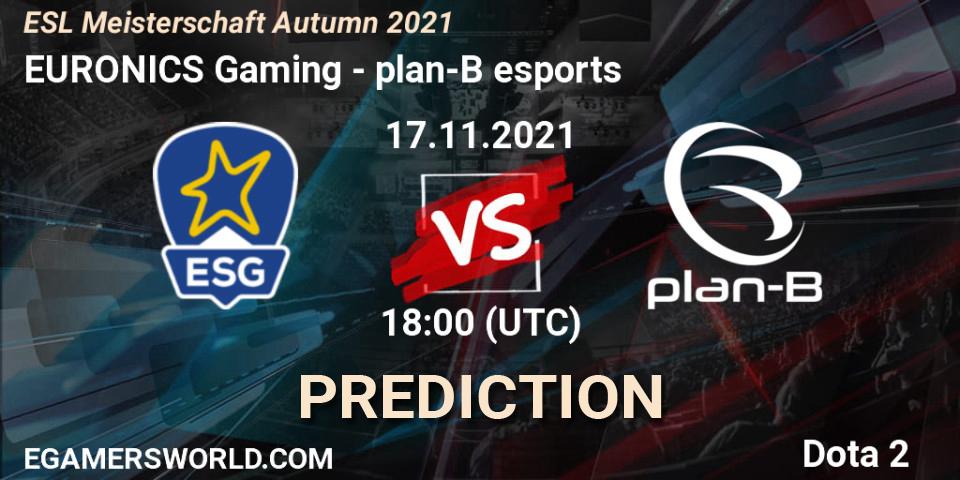 EURONICS Gaming - plan-B esports: прогноз. 17.11.2021 at 18:04, Dota 2, ESL Meisterschaft Autumn 2021