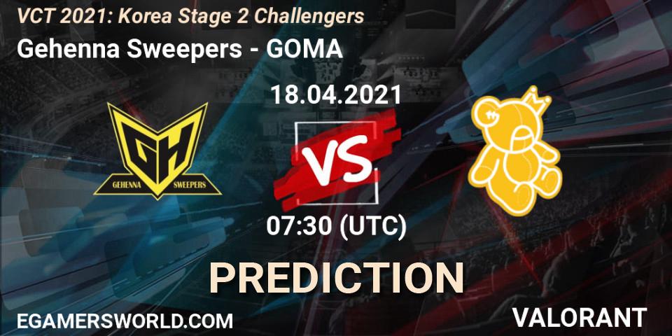 Gehenna Sweepers - GOMA: прогноз. 18.04.2021 at 07:30, VALORANT, VCT 2021: Korea Stage 2 Challengers
