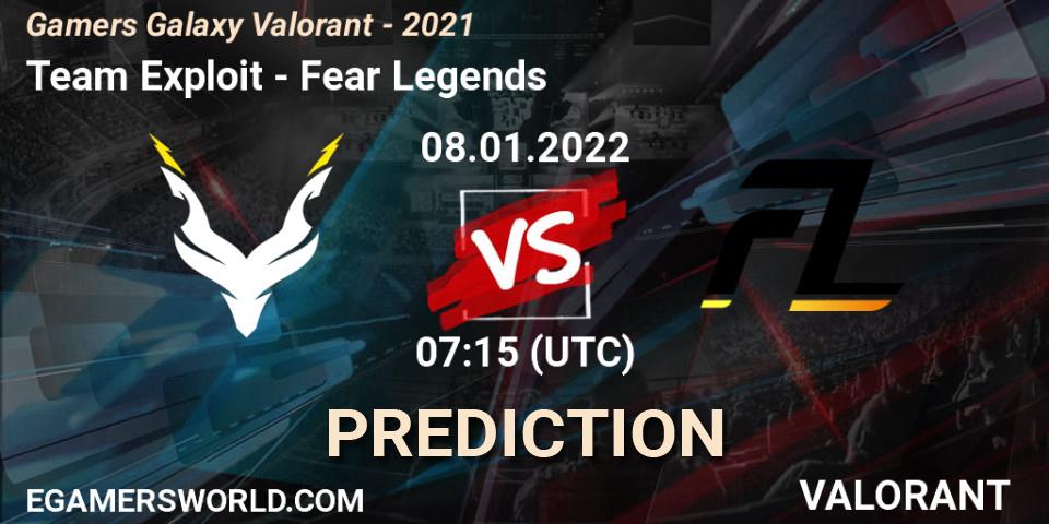 Team Exploit - Fear Legends: прогноз. 08.01.2022 at 07:15, VALORANT, Gamers Galaxy Valorant - 2021
