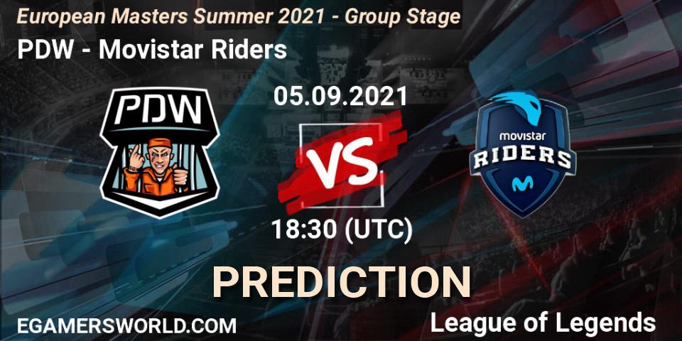 PDW - Movistar Riders: прогноз. 05.09.21, LoL, European Masters Summer 2021 - Group Stage