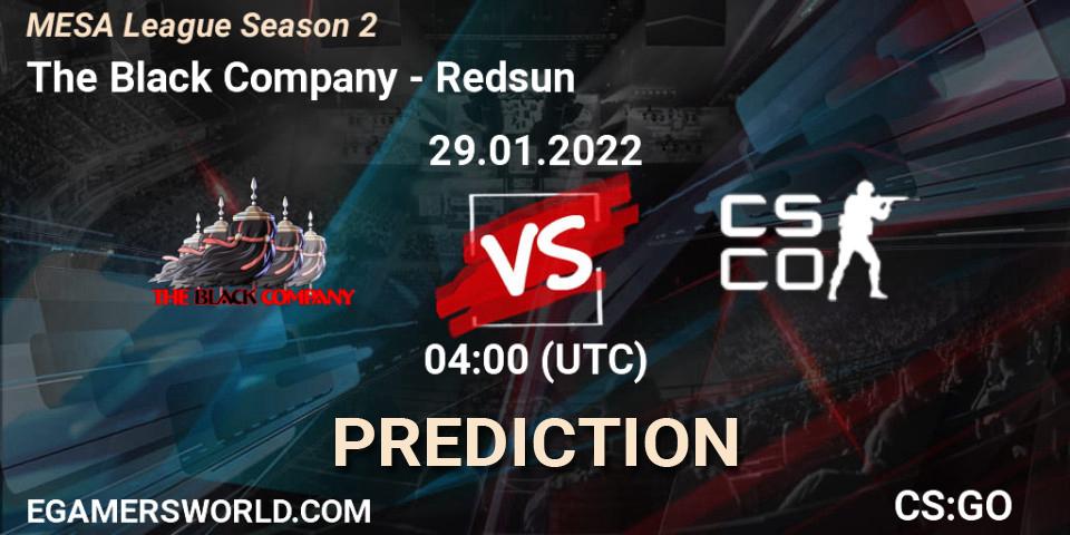 The Black Company - Redsun: прогноз. 29.01.2022 at 04:00, Counter-Strike (CS2), MESA League Season 2