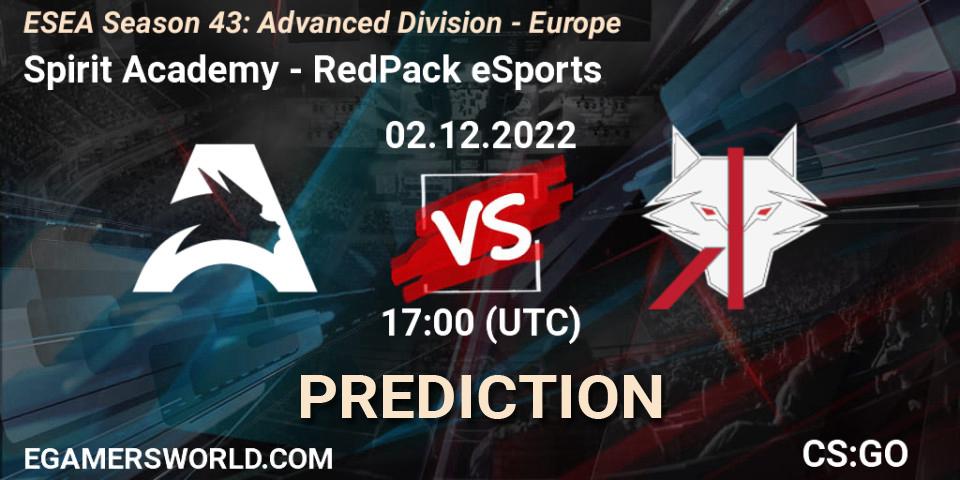 Spirit Academy - RedPack eSports: прогноз. 02.12.22, CS2 (CS:GO), ESEA Season 43: Advanced Division - Europe