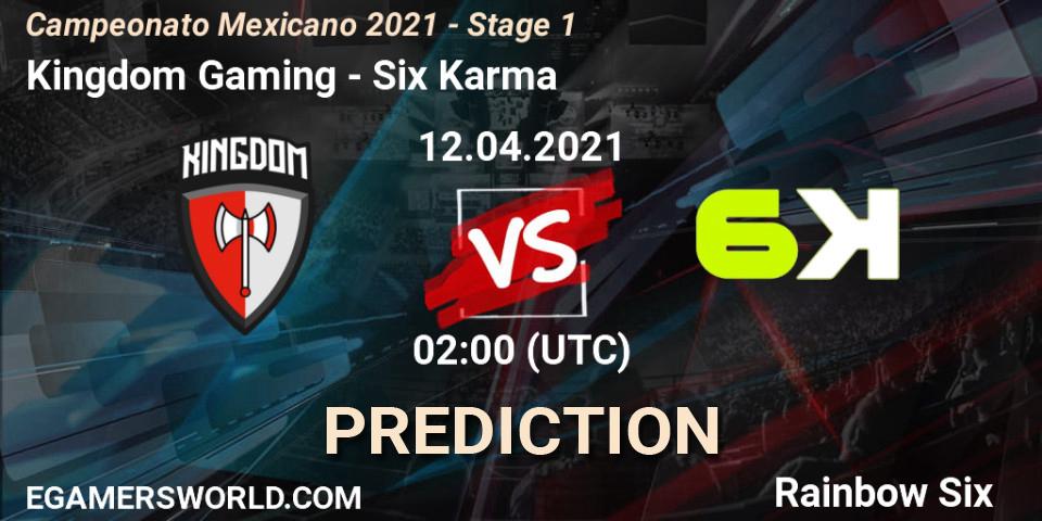 Kingdom Gaming - Six Karma: прогноз. 12.04.2021 at 01:00, Rainbow Six, Campeonato Mexicano 2021 - Stage 1