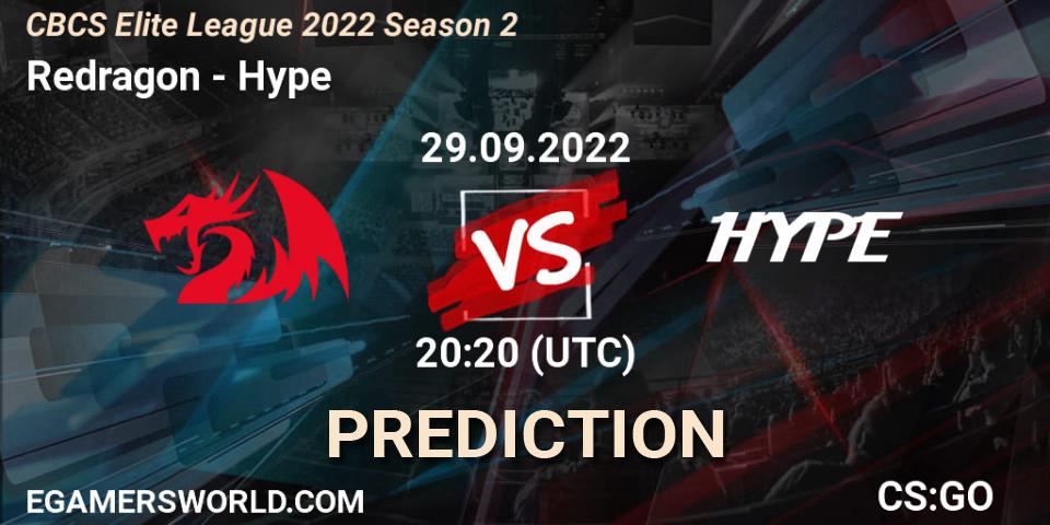 Redragon - Hype: прогноз. 29.09.22, CS2 (CS:GO), CBCS Elite League 2022 Season 2