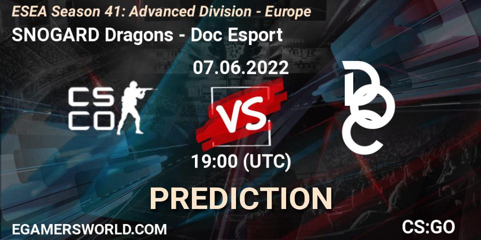 SNOGARD Dragons - Doc Esport: прогноз. 07.06.2022 at 19:00, Counter-Strike (CS2), ESEA Season 41: Advanced Division - Europe