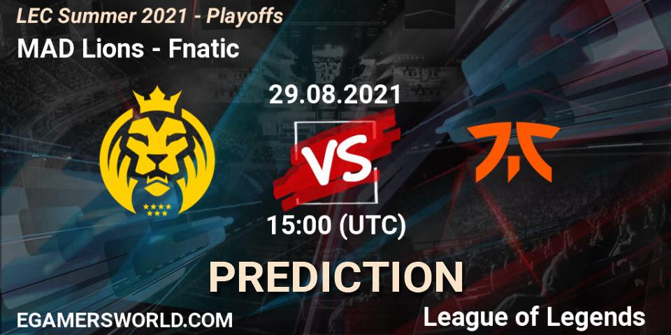 MAD Lions - Fnatic: прогноз. 29.08.2021 at 15:20, LoL, LEC Summer 2021 - Playoffs