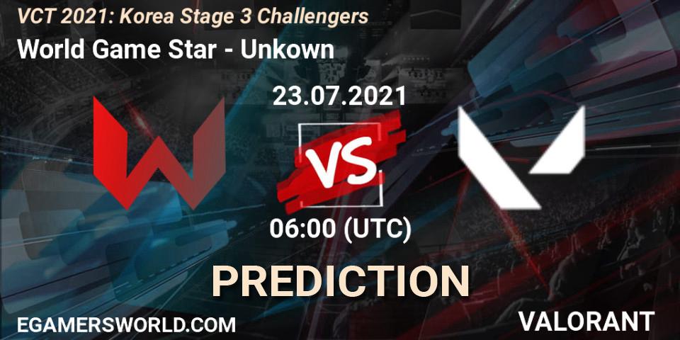 World Game Star - Unkown: прогноз. 23.07.2021 at 06:00, VALORANT, VCT 2021: Korea Stage 3 Challengers