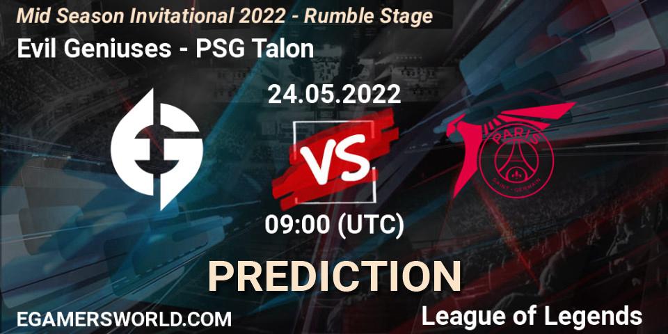 Evil Geniuses - PSG Talon: прогноз. 24.05.2022 at 06:55, LoL, Mid Season Invitational 2022 - Rumble Stage