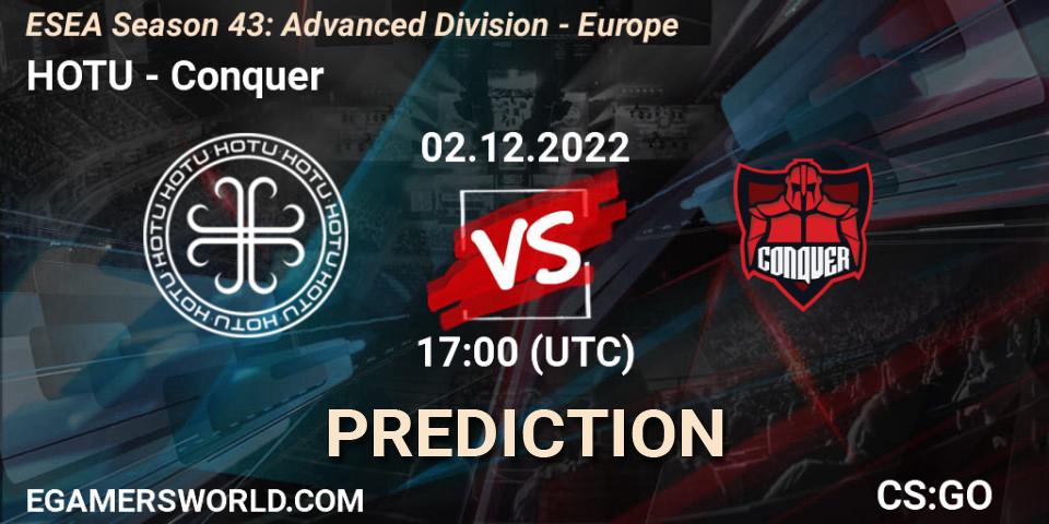 HOTU - Conquer: прогноз. 02.12.22, CS2 (CS:GO), ESEA Season 43: Advanced Division - Europe