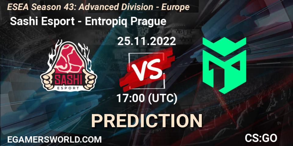  Sashi Esport - Entropiq Prague: прогноз. 25.11.2022 at 17:00, Counter-Strike (CS2), ESEA Season 43: Advanced Division - Europe
