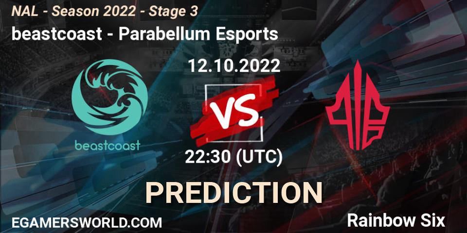 beastcoast - Parabellum Esports: прогноз. 12.10.2022 at 22:30, Rainbow Six, NAL - Season 2022 - Stage 3