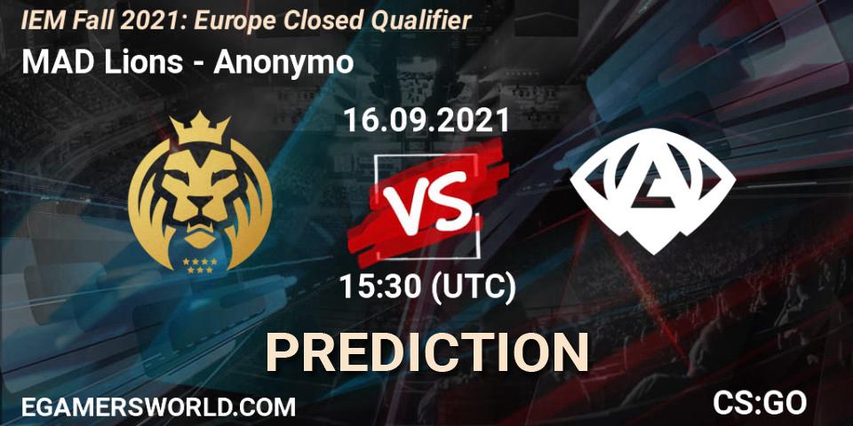 MAD Lions - Anonymo: прогноз. 16.09.2021 at 15:30, Counter-Strike (CS2), IEM Fall 2021: Europe Closed Qualifier