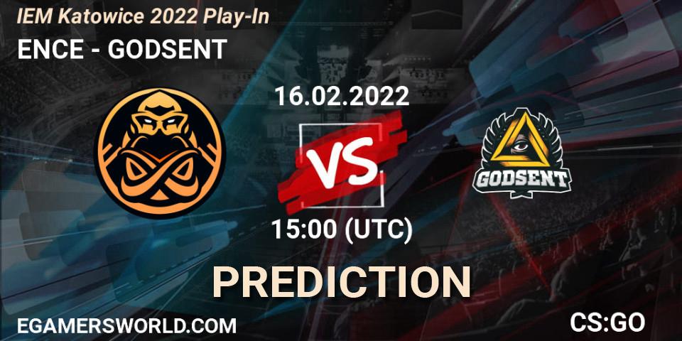 ENCE - GODSENT: прогноз. 16.02.2022 at 15:00, Counter-Strike (CS2), IEM Katowice 2022 Play-In