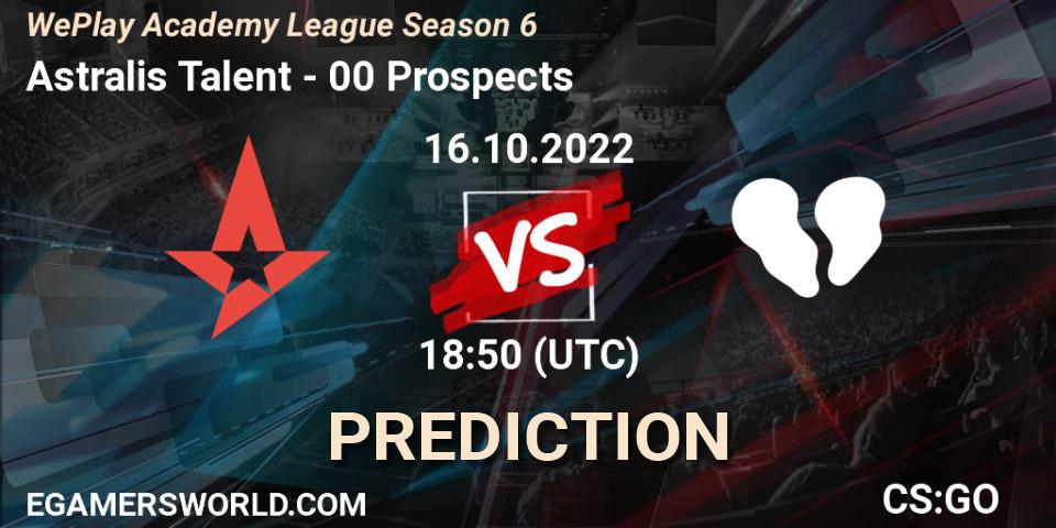 Astralis Talent - 00 Prospects: прогноз. 16.10.2022 at 19:20, Counter-Strike (CS2), WePlay Academy League Season 6
