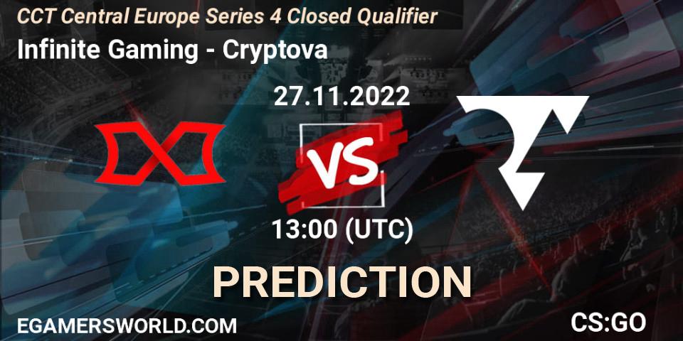 Infinite Gaming - Cryptova: прогноз. 27.11.2022 at 13:00, Counter-Strike (CS2), CCT Central Europe Series 4 Closed Qualifier