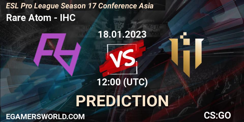 Rare Atom - IHC: прогноз. 18.01.2023 at 12:00, Counter-Strike (CS2), ESL Pro League Season 17 Conference Asia