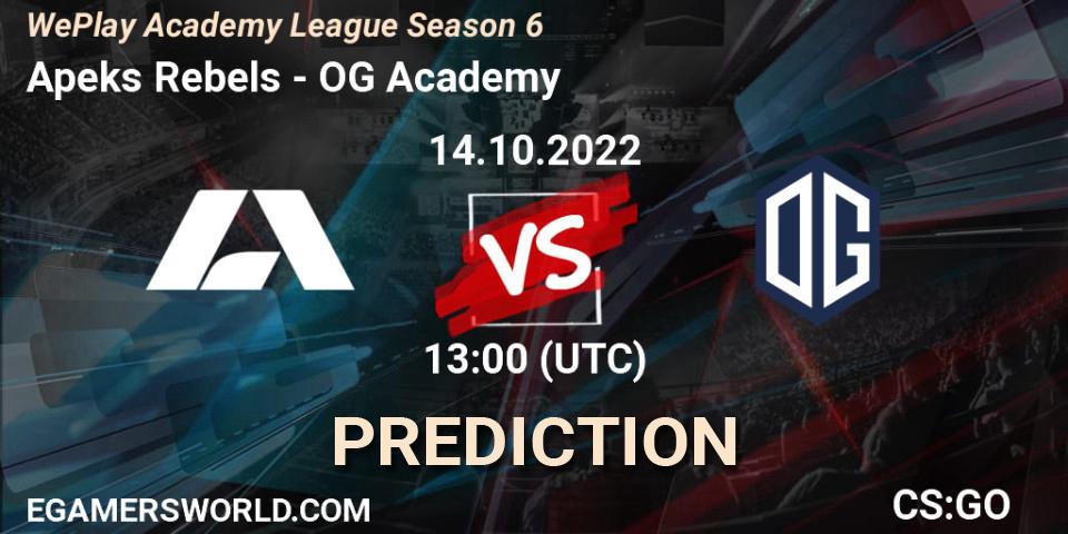 Apeks Rebels - OG Academy: прогноз. 14.10.2022 at 13:00, Counter-Strike (CS2), WePlay Academy League Season 6