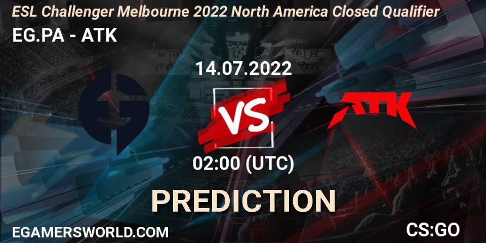 EG.PA - ATK: прогноз. 14.07.2022 at 02:00, Counter-Strike (CS2), ESL Challenger Melbourne 2022 North America Closed Qualifier