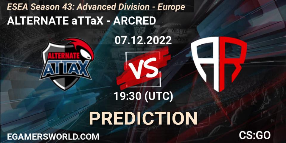 ALTERNATE aTTaX - ARCRED: прогноз. 07.12.22, CS2 (CS:GO), ESEA Season 43: Advanced Division - Europe