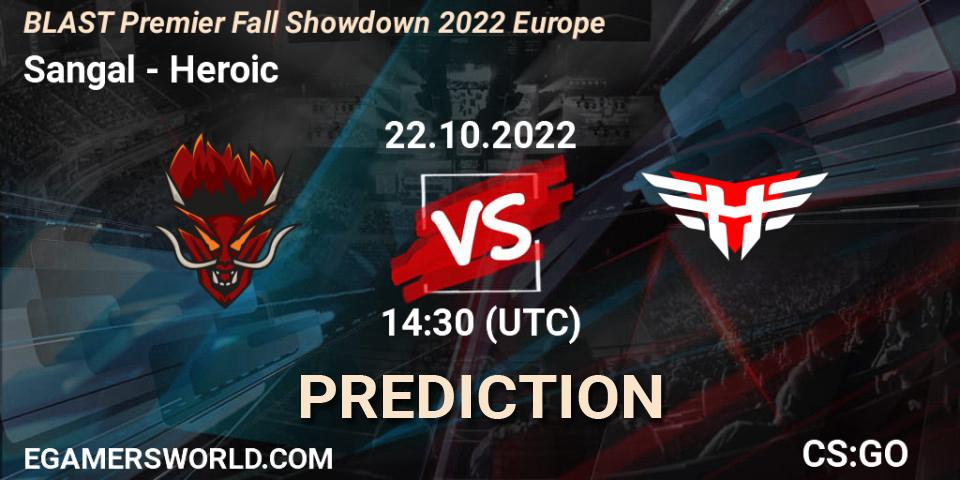 Sangal - Heroic: прогноз. 22.10.2022 at 14:30, Counter-Strike (CS2), BLAST Premier Fall Showdown 2022 Europe