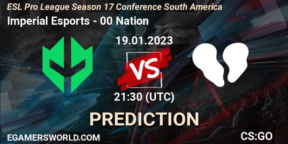 Imperial Esports - 00 Nation: прогноз. 19.01.23, CS2 (CS:GO), ESL Pro League Season 17 Conference South America