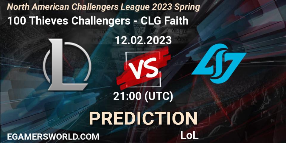 100 Thieves Challengers - CLG Faith: прогноз. 12.02.23, LoL, NACL 2023 Spring - Group Stage