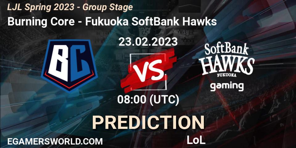 Burning Core - Fukuoka SoftBank Hawks: прогноз. 23.02.2023 at 08:00, LoL, LJL Spring 2023 - Group Stage