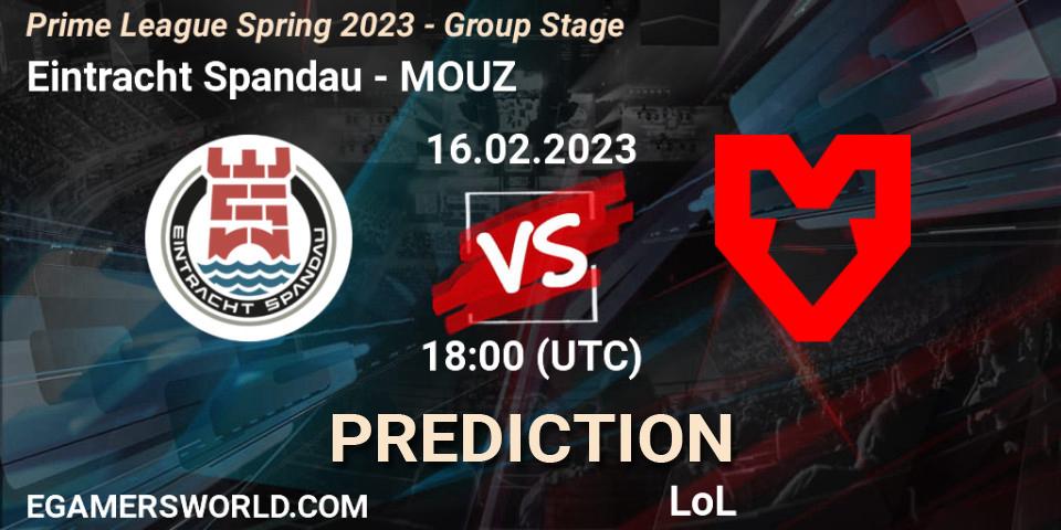 Eintracht Spandau - MOUZ: прогноз. 16.02.2023 at 19:00, LoL, Prime League Spring 2023 - Group Stage