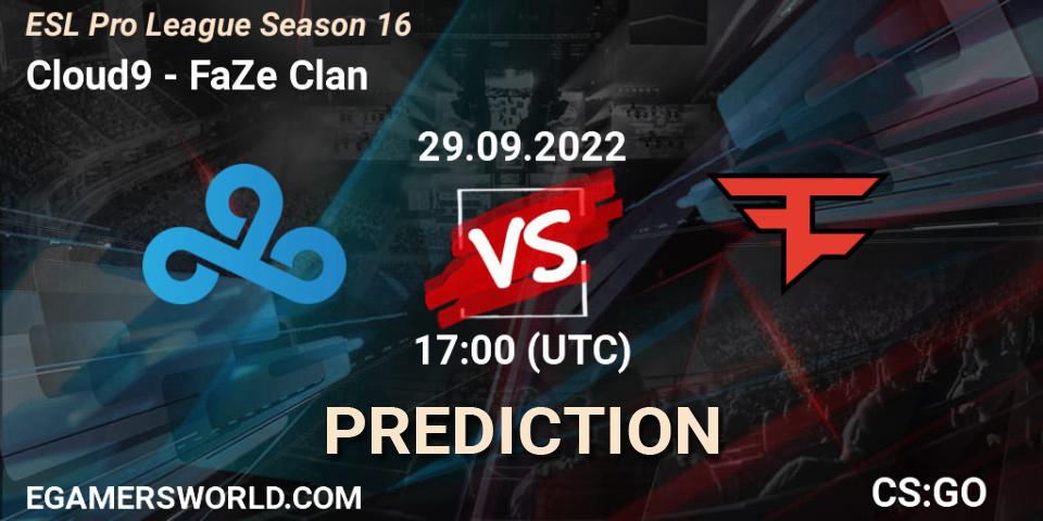 Cloud9 - FaZe Clan: прогноз. 29.09.2022 at 17:00, Counter-Strike (CS2), ESL Pro League Season 16