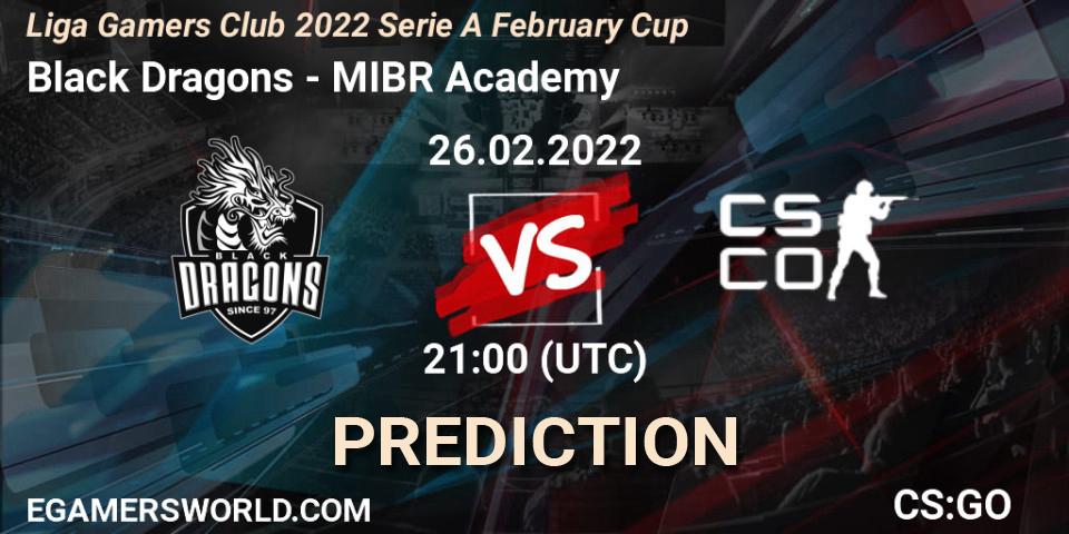 Black Dragons - MIBR Academy: прогноз. 26.02.2022 at 21:00, Counter-Strike (CS2), Liga Gamers Club 2022 Serie A February Cup