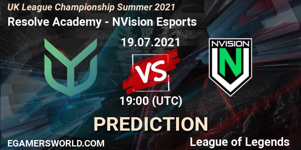 Resolve Academy - NVision Esports: прогноз. 19.07.2021 at 19:00, LoL, UK League Championship Summer 2021