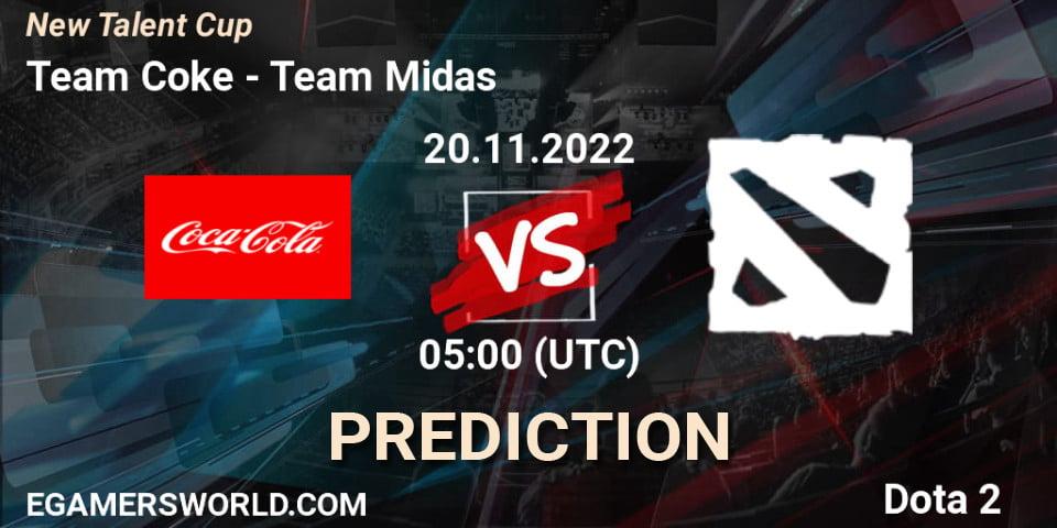 Team Coke - Team Midas: прогноз. 20.11.2022 at 05:18, Dota 2, New Talent Cup