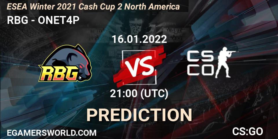 RBG - ONET4P: прогноз. 16.01.22, CS2 (CS:GO), ESEA Winter 2021 Cash Cup 2 North America