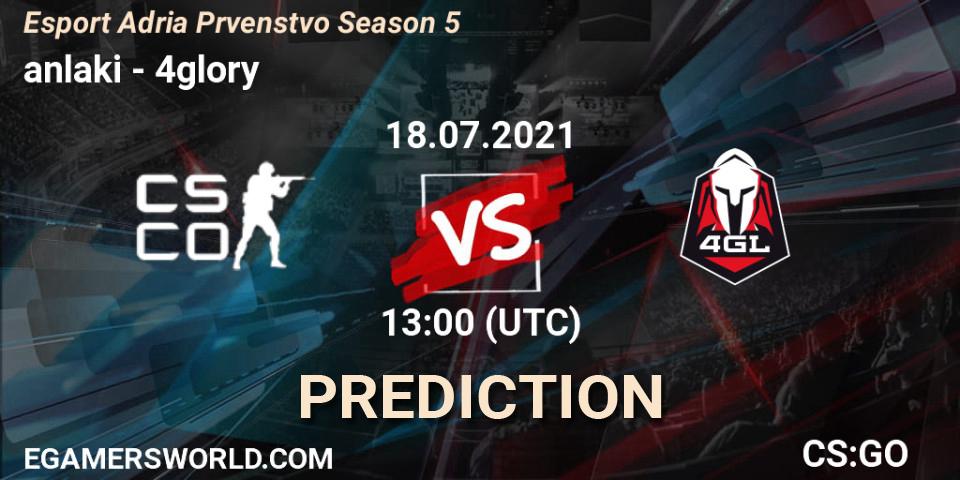 anlaki - 4glory: прогноз. 18.07.2021 at 13:10, Counter-Strike (CS2), Esport Adria Prvenstvo Season 5