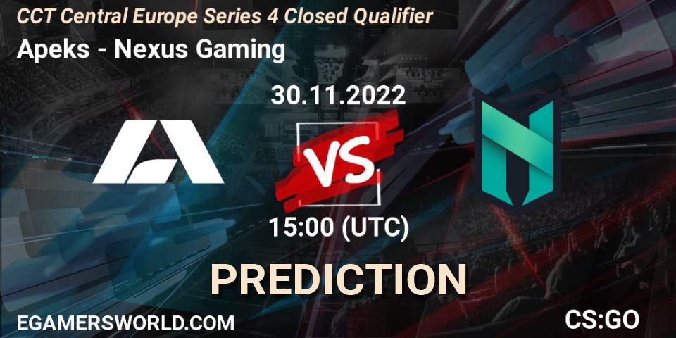 Apeks - Nexus Gaming: прогноз. 30.11.22, CS2 (CS:GO), CCT Central Europe Series 4 Closed Qualifier