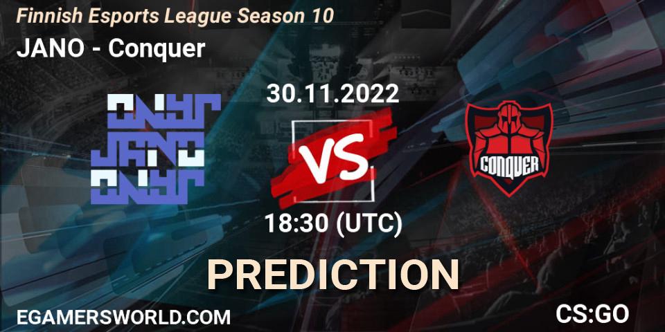 JANO - Conquer: прогноз. 30.11.22, CS2 (CS:GO), Finnish Esports League Season 10