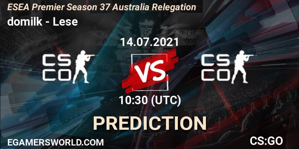 domilk - Lese: прогноз. 14.07.2021 at 10:30, Counter-Strike (CS2), ESEA Premier Season 37 Australia Relegation