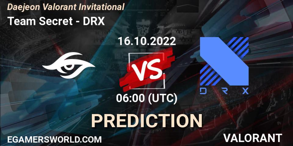 Team Secret - DRX: прогноз. 16.10.2022 at 06:00, VALORANT, Daejeon Valorant Invitational