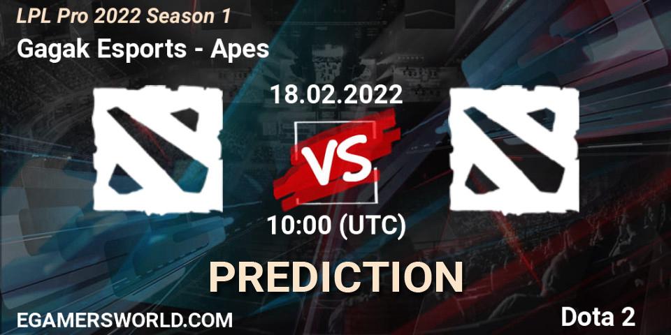 Gagak Esports - Apes: прогноз. 18.02.22, Dota 2, LPL Pro 2022 Season 1