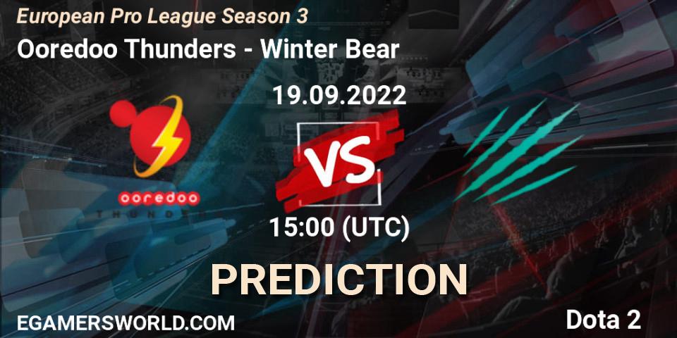Ooredoo Thunders - Winter Bear: прогноз. 20.09.2022 at 18:15, Dota 2, European Pro League Season 3 