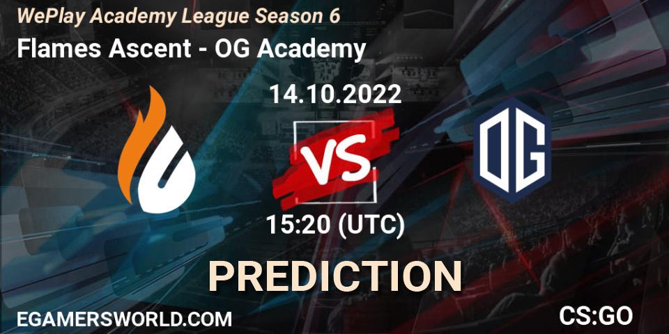 Flames Ascent - OG Academy: прогноз. 14.10.2022 at 15:20, Counter-Strike (CS2), WePlay Academy League Season 6