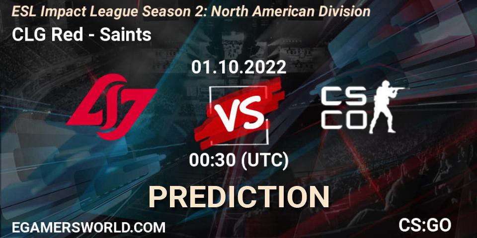 CLG Red - Saints: прогноз. 01.10.22, CS2 (CS:GO), ESL Impact League Season 2: North American Division