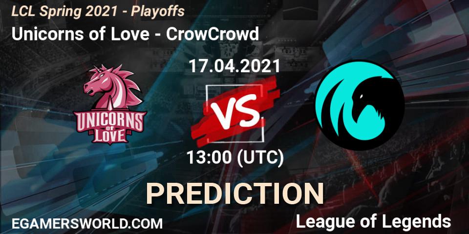 Unicorns of Love - CrowCrowd: прогноз. 17.04.2021 at 13:00, LoL, LCL Spring 2021 - Playoffs