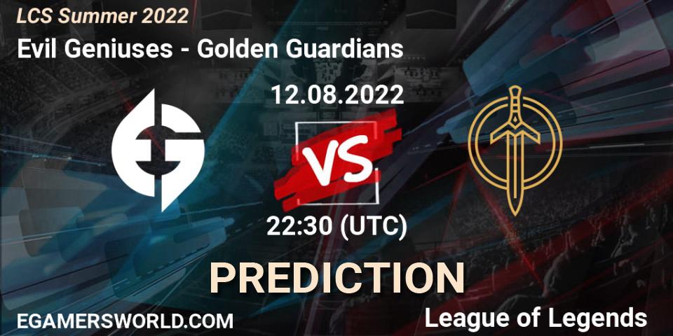 Evil Geniuses - Golden Guardians: прогноз. 12.08.22, LoL, LCS Summer 2022